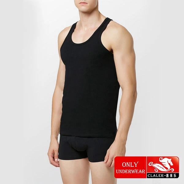 Black Men's Knitted Undershirts